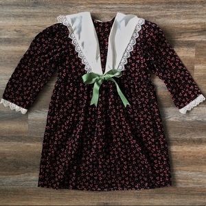 Vintage moody floral velvet girls dress